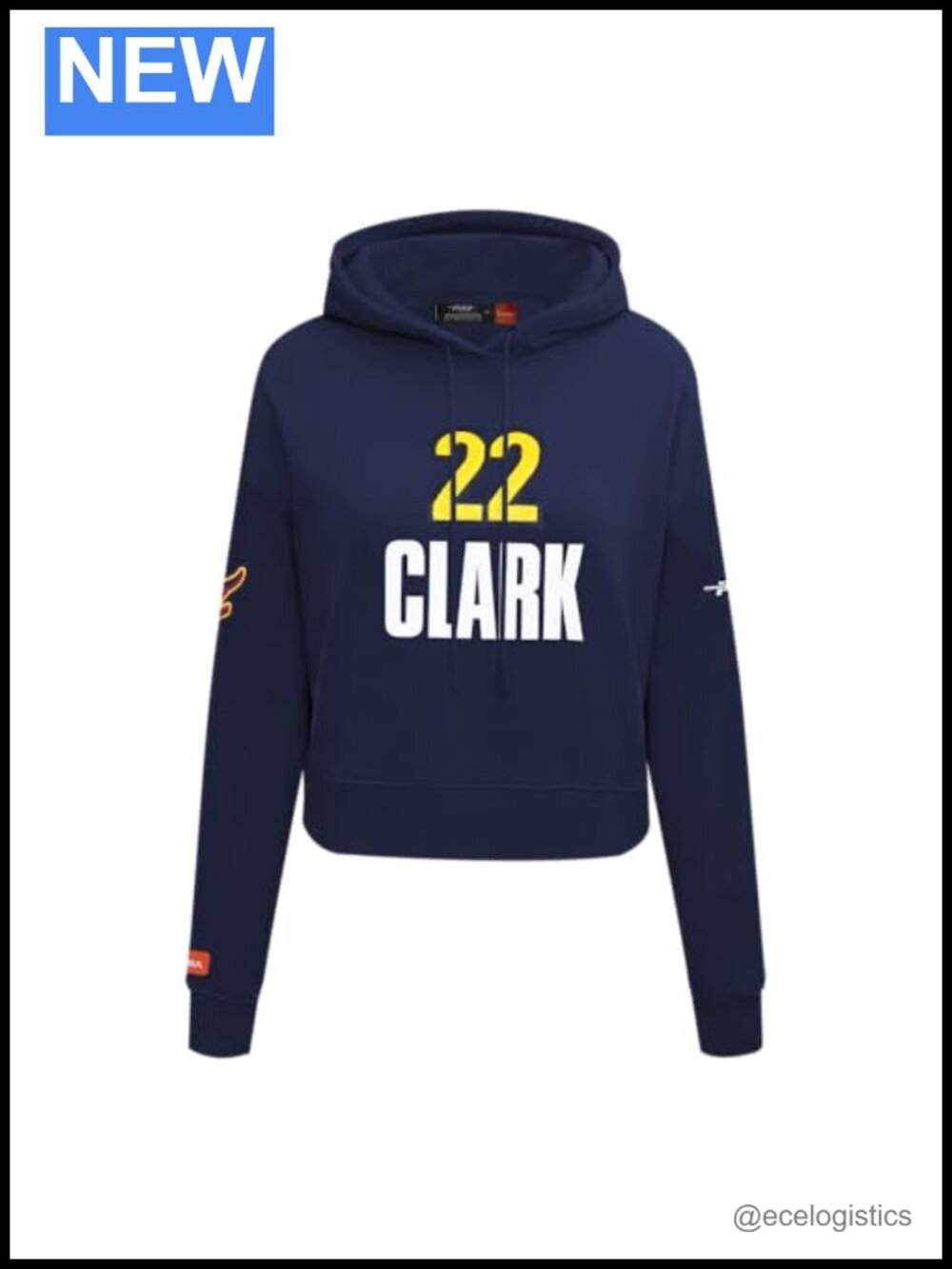 Cropped Pullover Hoodie Chenille Applique Long Sleeve Thumbholes WNBA